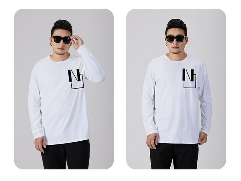 Мужская футболка больших размеров свободного кроя с длинным рукавом на осень (300 Джин)