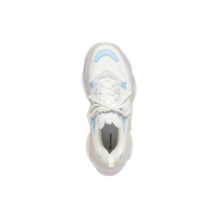 Balenciaga Triple S Прозрачная подошва Кожаная Без кожи Светло-синий Серый Светло-фиолетовый Белый Женская 544351W2GA39944