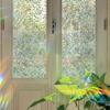 Iridescent Window Film Green Leaf Flower Pattern Non-Adhesive Glass Sticker Reusable Privacy Film