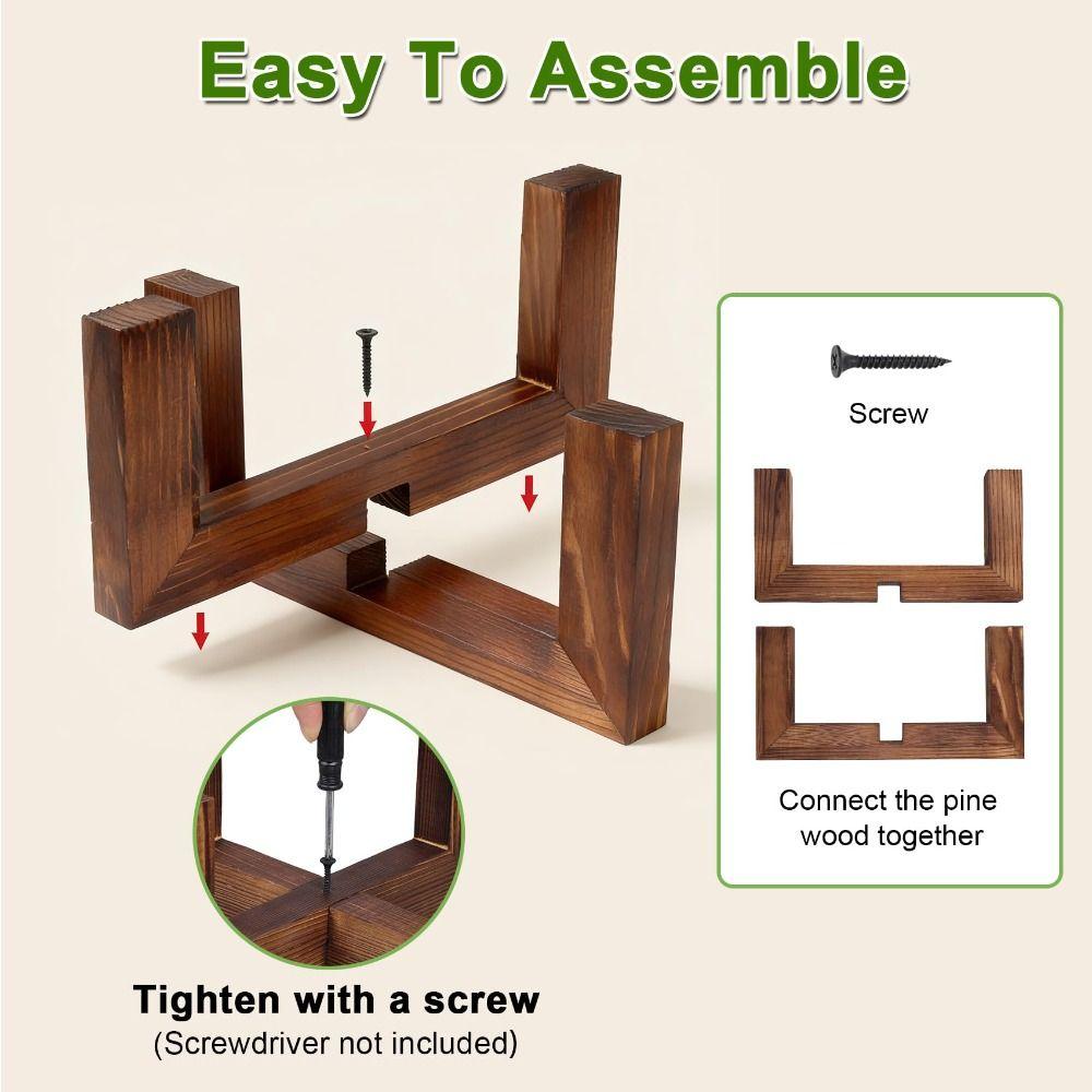 Pine Wood Flower Pot Rack Brown Wood Grain Cross Display Stand Tabletop Plant Shelf Living Room