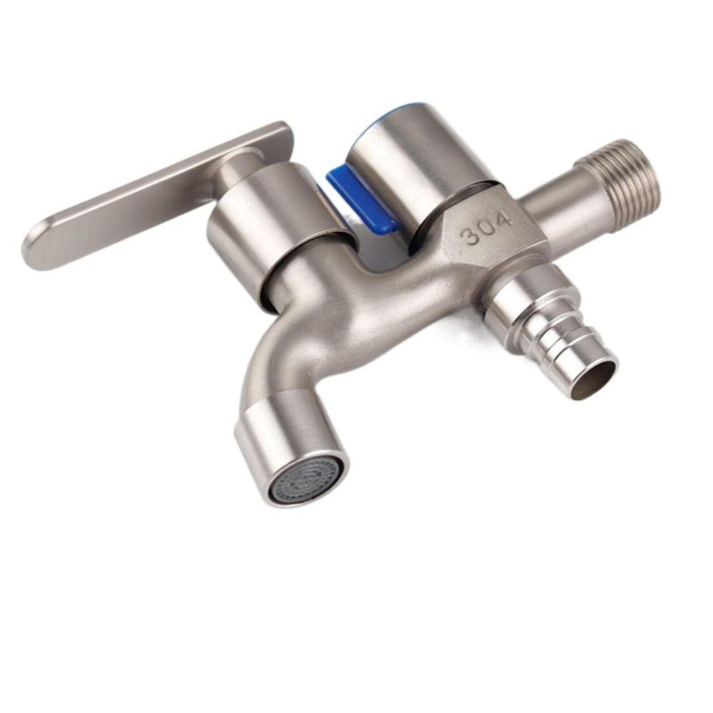 Двойной водопроводный кран с двумя выходами воды, многофункциональный кран для швабры и бассейна из нержавеющей стали