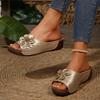 Весенне-летняя обувь больших размеров, сандалии с открытым носком, сандалии с цветами, пляжная обувь, сандалии-шлепанцы, женская обувь
