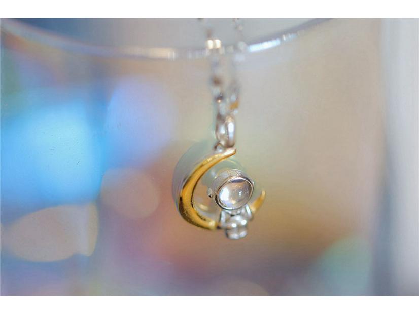 Позолоченное серебро 925 пробы, ожерелье «Лунный астронавт» - Модная, универсальная, эстетичная цепочка для ключицы для женщин