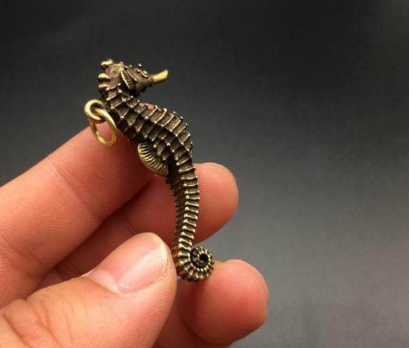 Rare Chinese Old Bronze Handmade Small Hippocampus Statue Figure Pet Decoration