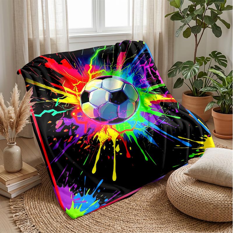 Soccer Ball Splash Art 11 Theme blanket Lightweight Warm Flannel Blanket Decorative Throw Blanket for Home Decoration