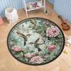 Vintage Hummingbird  Rose Round Rug, Botanical Garden Floor Mat, Nature-Inspired Circle Carpet for Entryway  Living Room