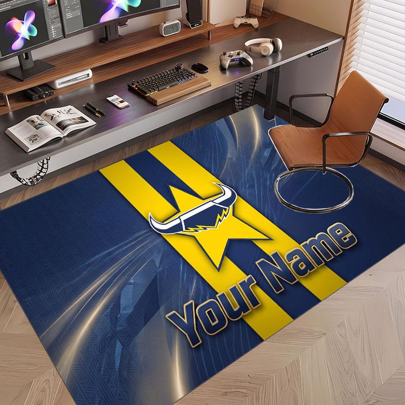 Custom Rug North Queensland Cowboys Pattern Print Name Text Soft Non‑Slip Floor Carpet for Home Indoor Decoration