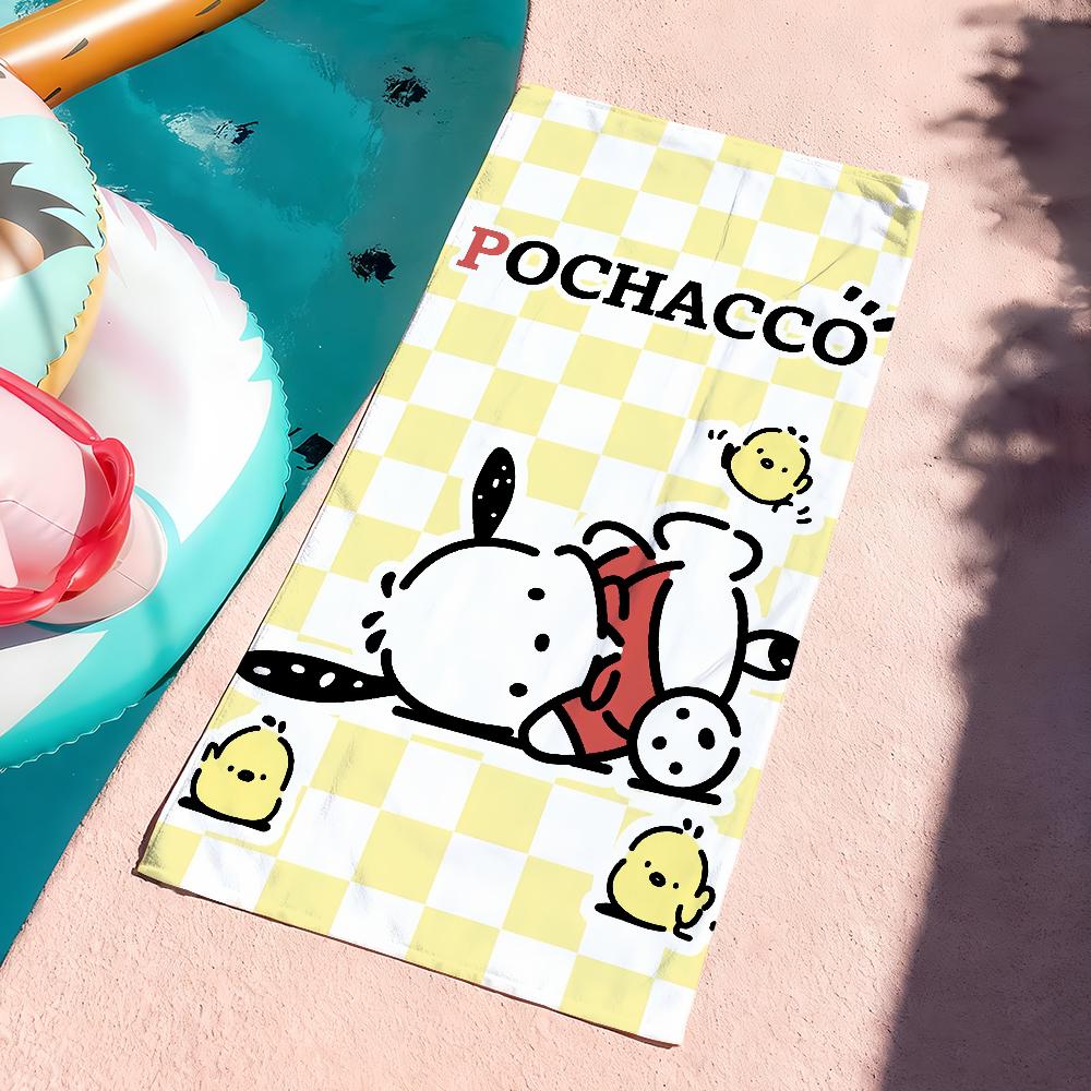 Милое Мультяшное Полотенце P-Pochacco Быстросохнущее Мягкое для Йоги, Плавания, Фитнеса, Альпинизма, Большие Пляжные Полотенца