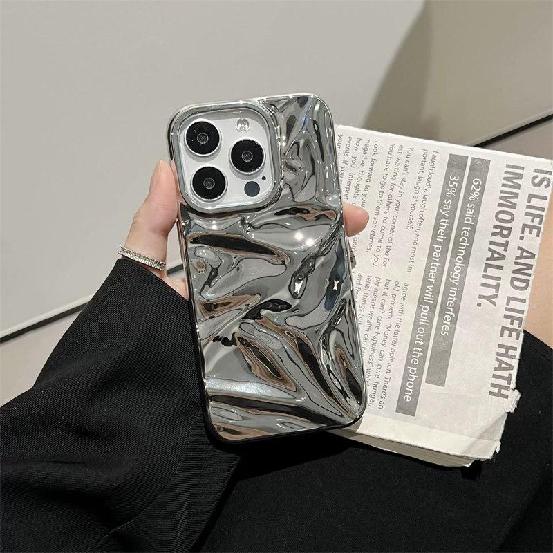 Чехол для телефона с 3D-дизайном в виде глянцевой волны для iPhone 16, 15 Pro Max, 14 Plus, 13, 12, 11 — защита камеры и ударопрочная задняя крышка