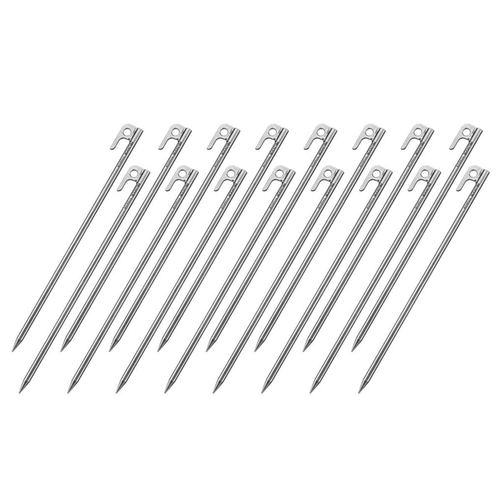 FIELDOOR Titanium Pegs for Tents and Set of Light and Strong Titanium Corrosion Solo Camping Outdoor Tarps, 30cm, 16, Pegs, Resistant, Sturdy,