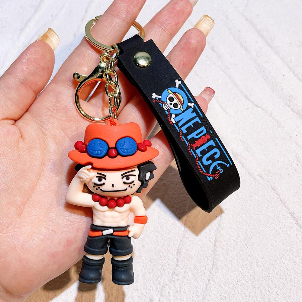 Anime Character Keychain Luffy Nami Ace Zoro Figure Pendant Unisex Bag Charm Accessory