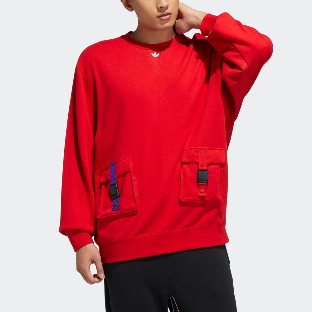 adidas Originals Pullover Hoodie with Workwear Pockets for Men, Red