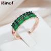 Kinel Green Opal Zircon Rings For Women Black Plating Rose Gold Color Fashion Luxury Fine Jewelry