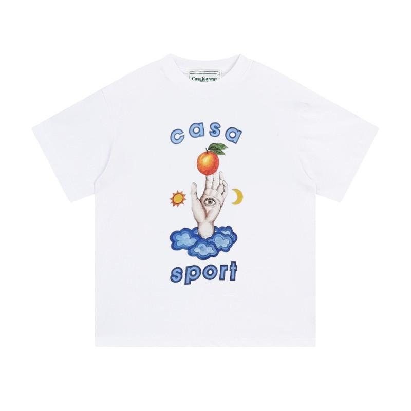 Casablanca Unisex Short Sleeve T-Shirt With Cosmic Castle Letter Print Loose Fit Cotton Tee