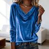 Женские топы свободного кроя с широким вырезом, длинным рукавом, бархатистой текстурой, пуловеры, однотонные блузки для весны и осени