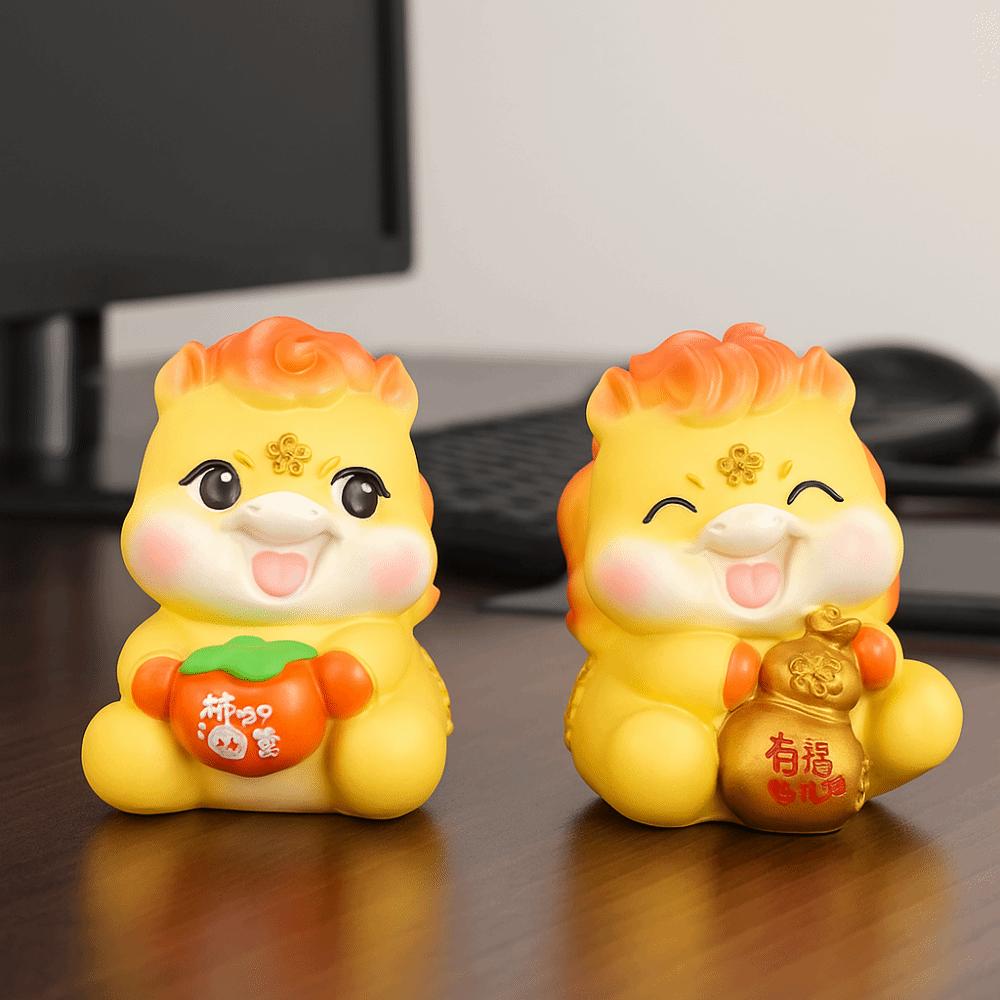 Cartoon Zodiac Horse Ornament Mascot Desktop Decoration Cute Car Ornament  Gift