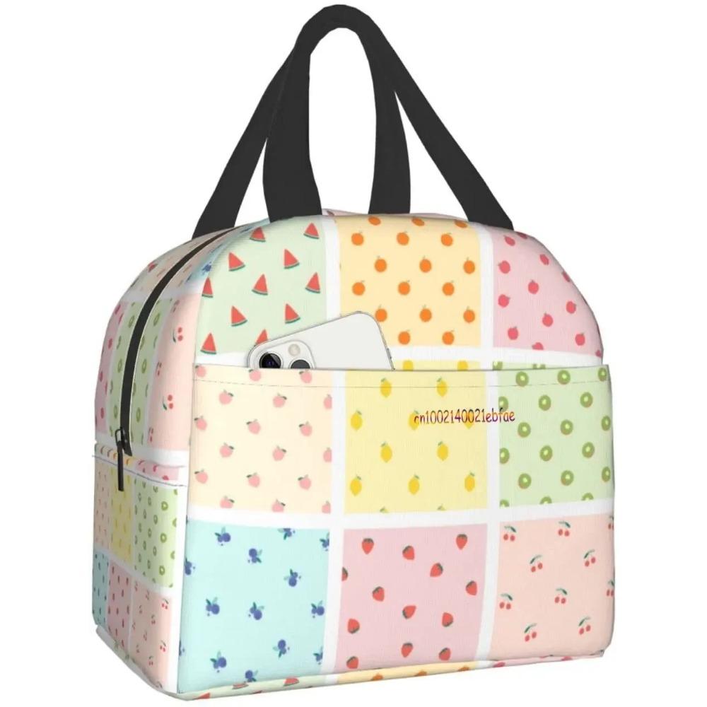 Cute Watermelon Lunch Bag Travel Work Picnic Bento Box Cooler Reusable Canvas Tote Boxes for Women Kids Insulated Lunch Bags