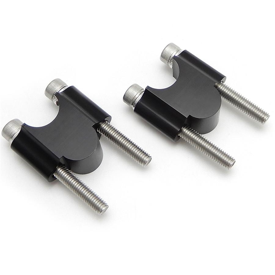 2 Pcs 28mm CNC Black Motorcycle ATV Scooter 1 1/8" Handlebar Riser Clamp Mount