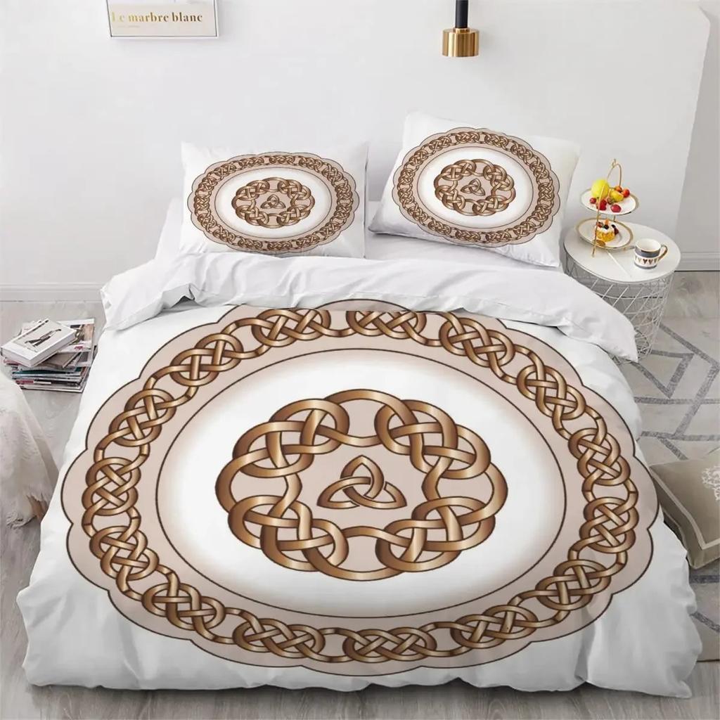 Viking Duvet Cover Set Nordic Viking Runes Print Bedding Set for Boys Teen Men King Size 2/3pcs Soft Polyester Comforter Cover