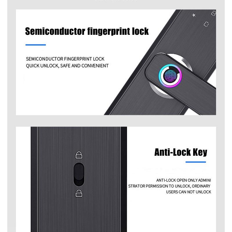 Digital Code Security Fingerprint Lock Smart Card Electronic Smart Door Lock APP+Touch Password+Keypad+Card+Fingerprint