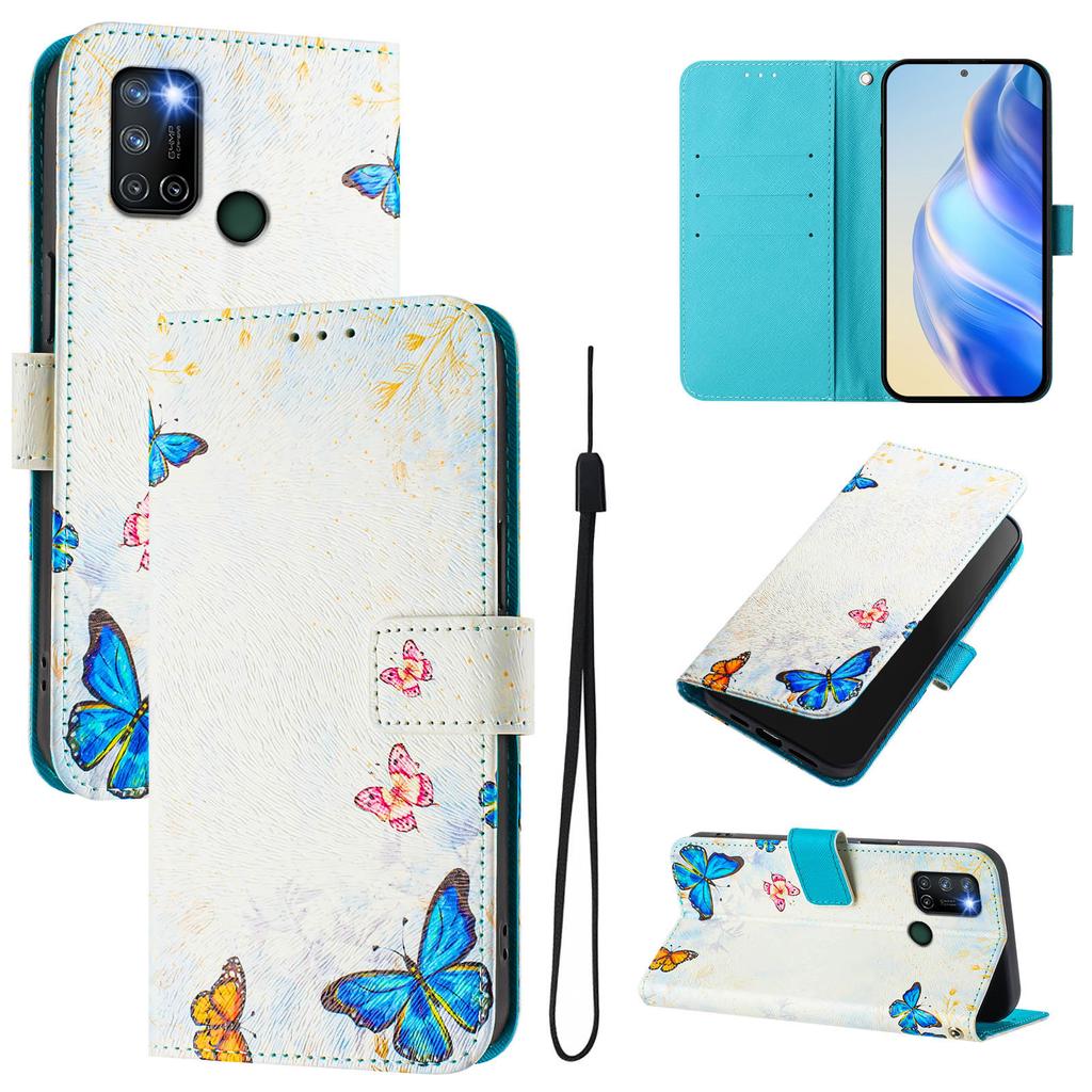 Роскошный окрашенный кожаный чехол-книжка The Butterfly Family для Oppo A72/A52/A92 4G, A36 4G, Reno 8/9, Realme 8/9/10/11/12...