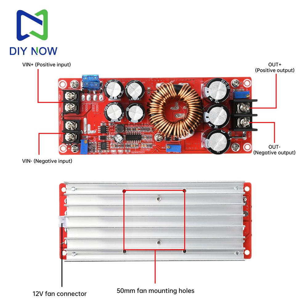 1800W 40A/1200W 20A DC-DC Boost Converter Step Up Module 10-60V To 12-90V Adjustable Voltage Charger Power Supply