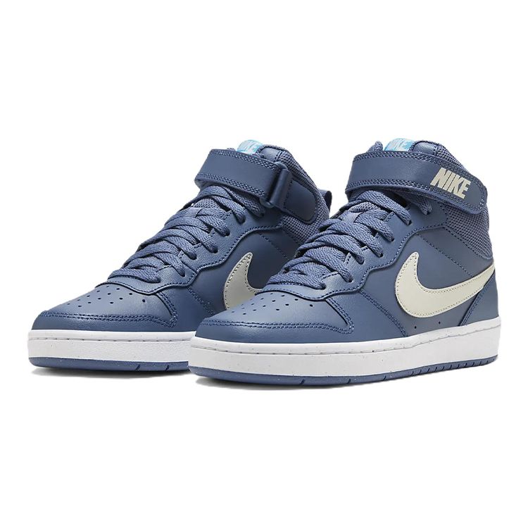 Nike Court Borough Mid 2 Кожа Баланс Поддержка Мид-топ Детские Кеды для Скейтбординга Детские Кеды для Скейтбординга Синий Белый CD7782-402