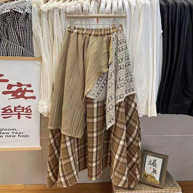 ZANZEA Женские повседневные кружевные сращивания Harajuku сетчатый принт длинные юбки