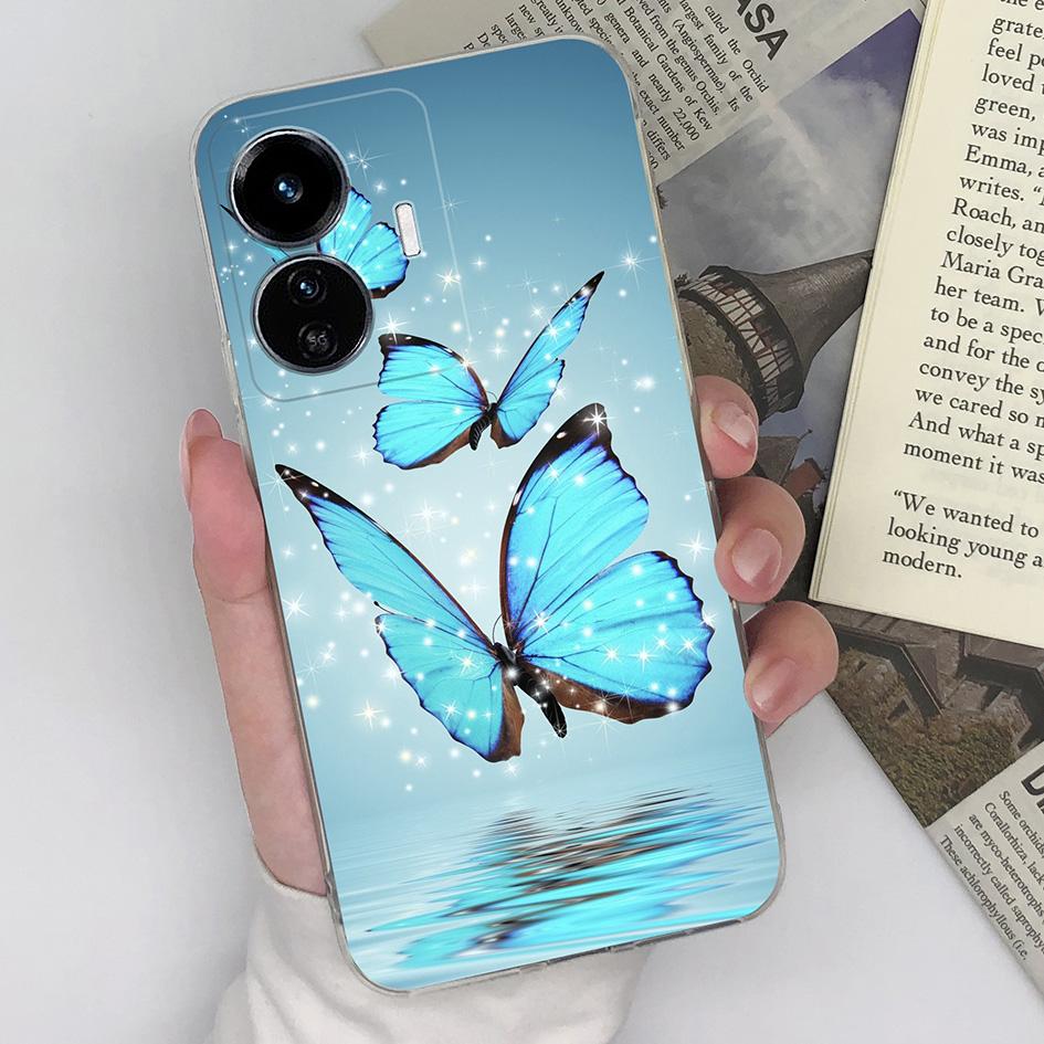 Чехол для Vivo Y97 Y55 Y73 Y75 Y90 Y91C Y51 Y52 Y77e Y83 Y9s задняя крышка Роскошный противоударный прозрачный мягкий силиконовый цветок-бабочка для бампера Vivo