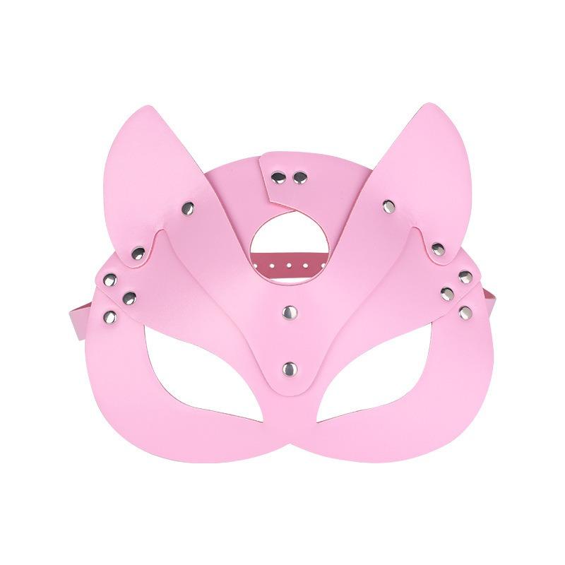 1pc Rivet Embellished Multi-color Leather Cat Ear Mask Is A Must-have Artifact For Trendsetters Going Out To Parties and Dances
