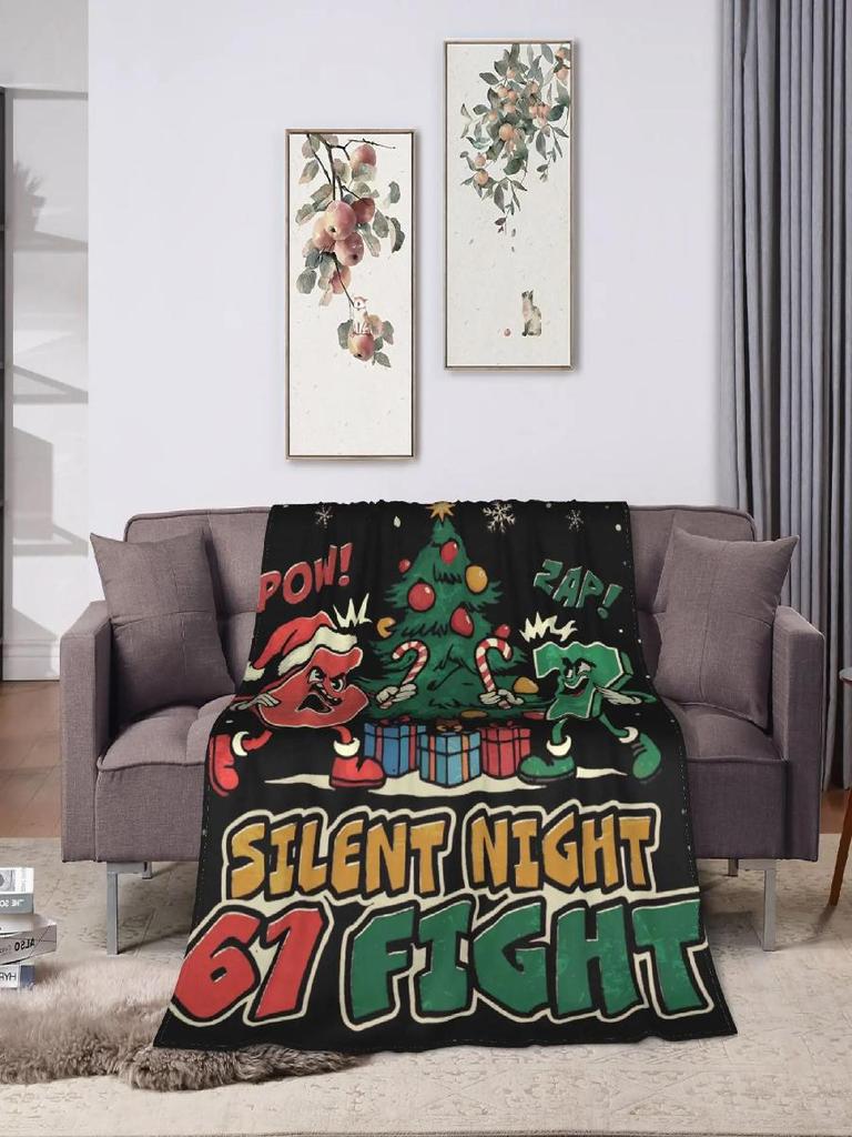 Warm Soft Flannel Throw Blanket for Students Camping Christmas Gift Silent Night xBlanket for Sofa Bed Outdoor Use All Season