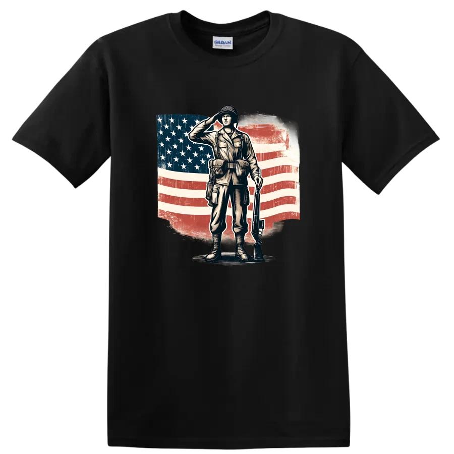Military Veteran Salute T Shirt Patriotism American Flag Soldier Tee