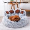 Round Ultra Soft Warm Kennel Paws Shape PP Cotton Filled Small Dogs Bed Non-Slip Removable Washable Restful Sleep Cats Bed