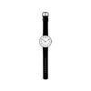 ARNE JACOBSEN STATION 53412-2001B Watch, 40mm, Scandinavian Design, Water Resistant (Quiet Design with No Second Hand), White with Black Leather Strap