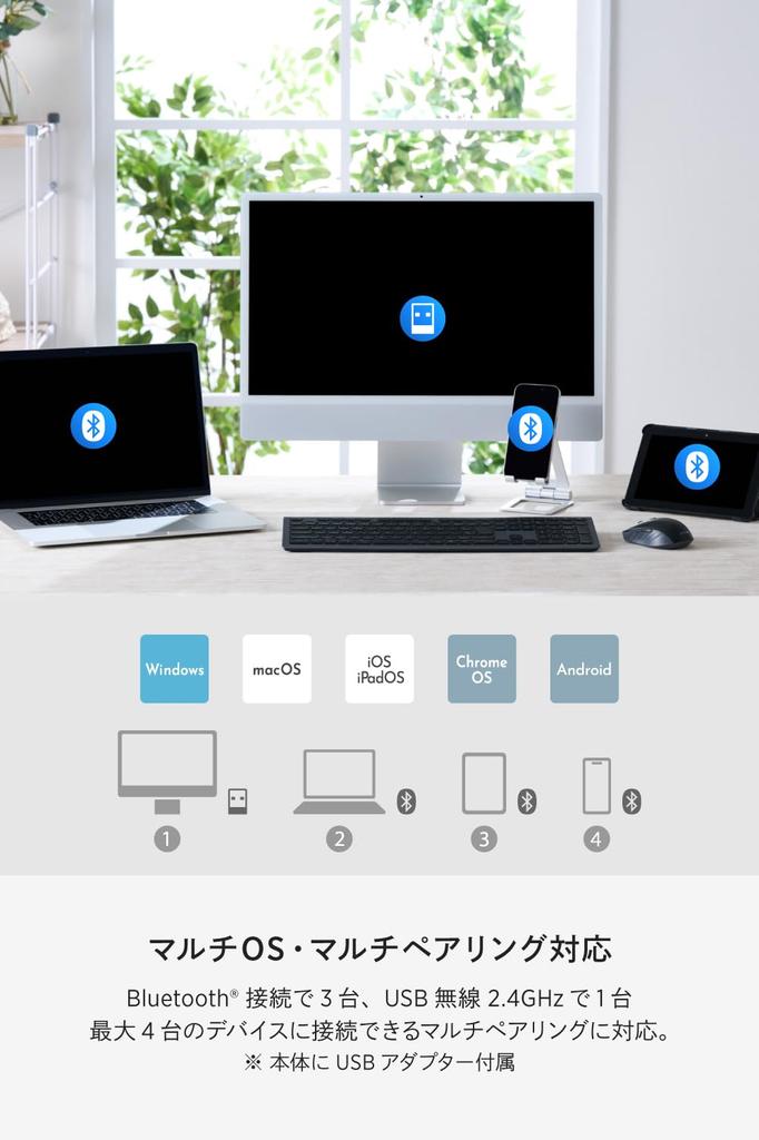 Elecom Беспроводная тонкая пантографная полноразмерная клавиатура Precisionist, Bluetooth, 2,4 ГГц, мульти-сопряжение (4 устройства), Перезаряжаемый, Тип, Размер, Черный,