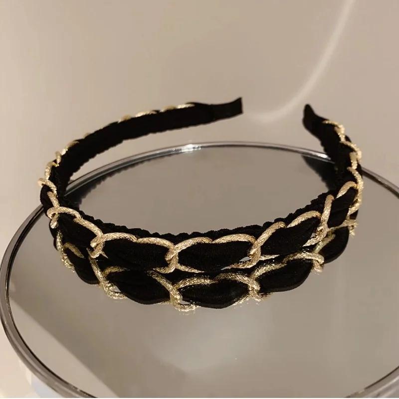 Красивые повязки для волос, модные металлические цепочки, органза, декоративные повязки для волос, головные уборы для девочек, женские аксессуары для волос