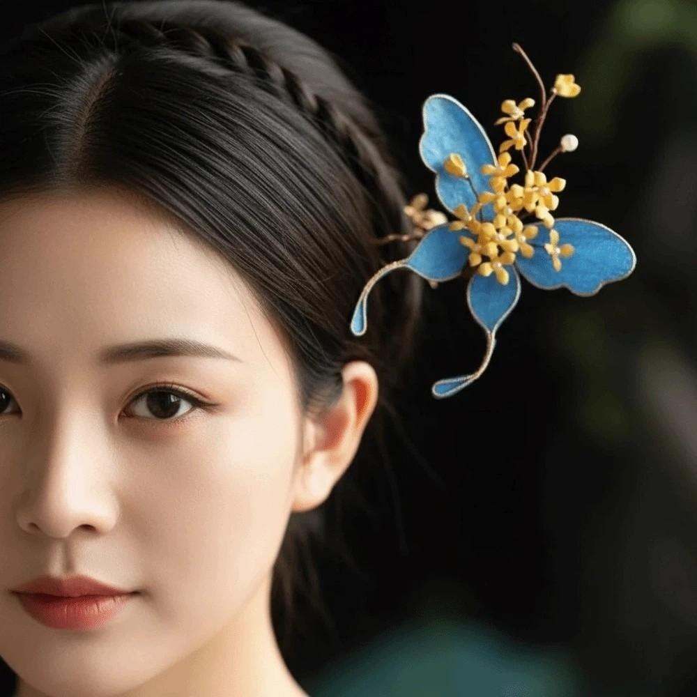 Beautiful Hanfu Butterfly Hair Fork Headwear Exquisite Fairy Side Clips Girls