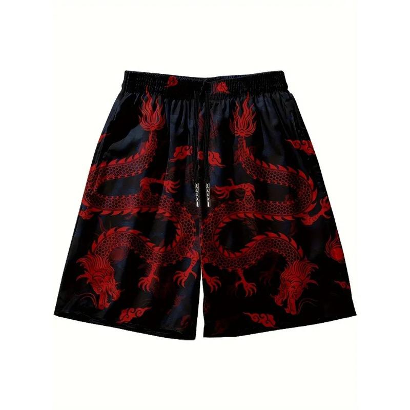 Men's Beach Pants Red Dragon 3D Printed Men's Shorts Summer Casual Breathable Shorts Men's Clothing Bermuda Men's Shorts