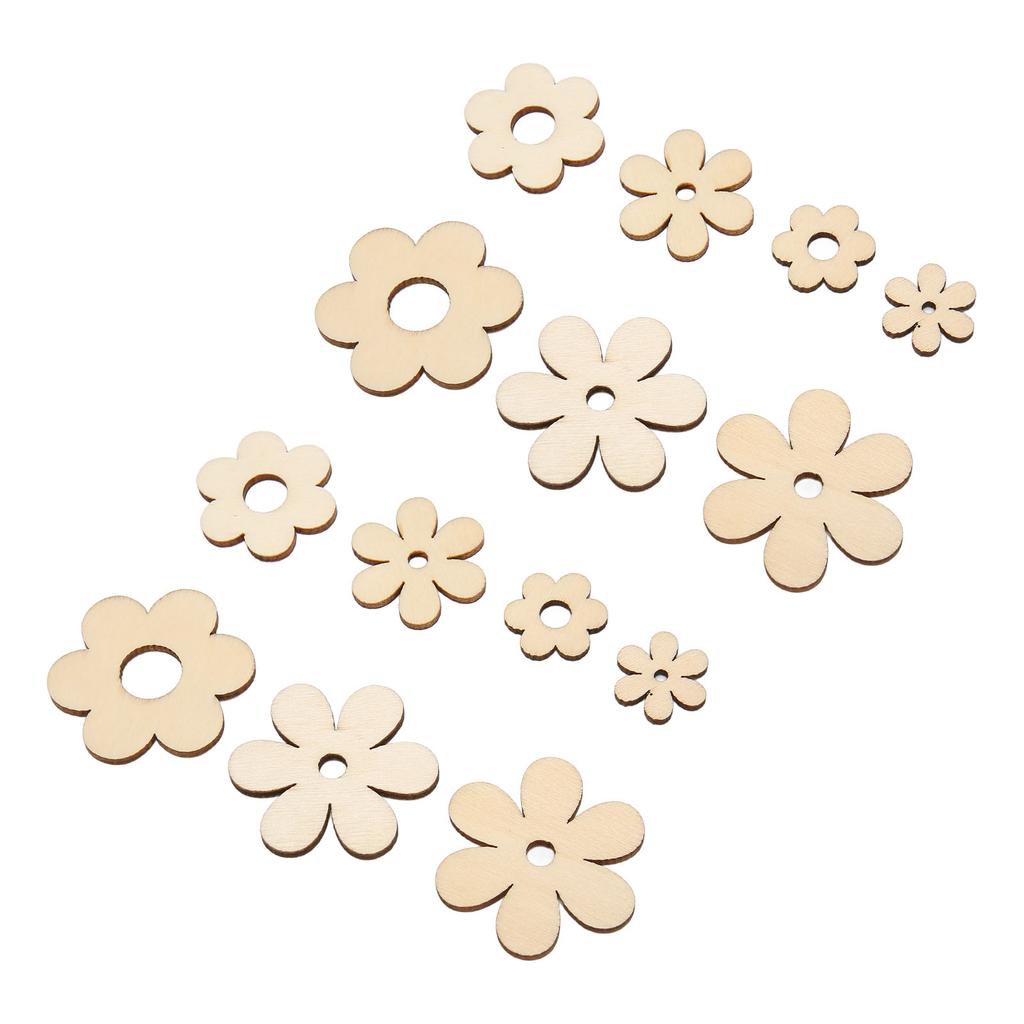 300pcs Plum Unfinished Wooden Cutouts Handcraft Grinding Flowers Chip for DIY Decorative Pendant