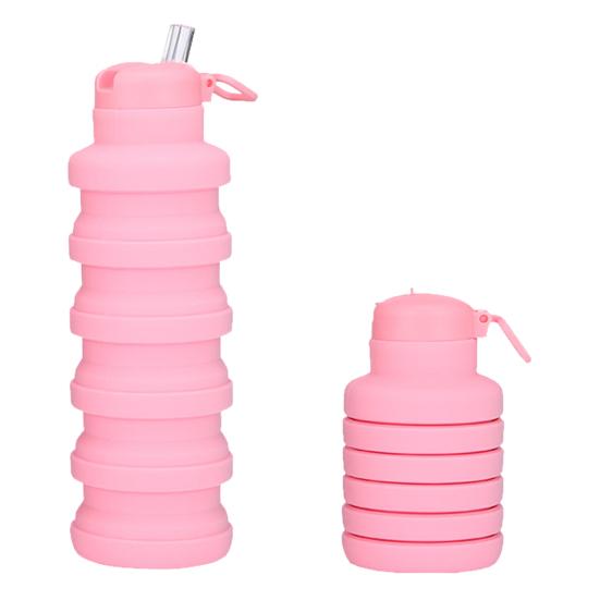 500ML Collapsible Silicone Water Bottle Leak Proof Twist Cap BPA Free Reusable Lightweight Foldable Sports Bottle for Hiking Travel