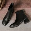 Модные осенние короткие сапоги с круглым носком, женские кожаные туфли на среднем каблуке, женские ботильоны с застежкой-молнией сзади для женщин, Mujer