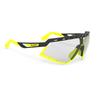 Rudy Project DEFENDER Sports Black Matte Bumper Yellow 2 Photochromic Black Sunglasses, Frame, Fluoro, ImpactX® Laser, Lenses, SP527806-0002