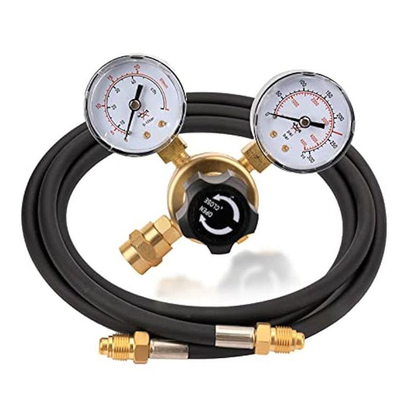 A20F-Argon CO2 Regulator Gauge Welding Gas Regulator With 6.6Ft Hose,CGA580 Inlet Connection,0-4500PSI/0-10BAR Input Pressure
