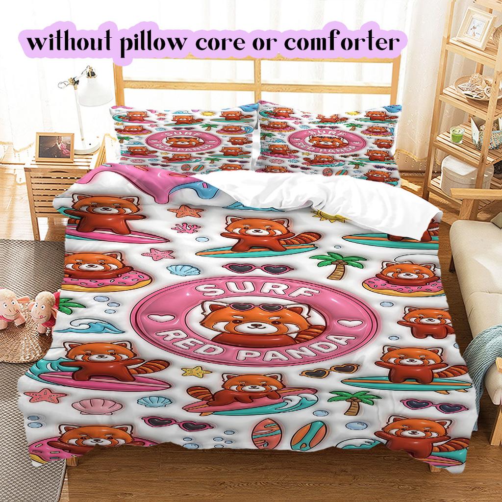 Cute animals surfing Pattern Bedding,Quilt Set Quilt Cover Pillowcase Home Birthday Gift (1*duvet cover+2*pillowcase,without core)