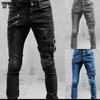 Europe and the United States Biker Personality Elastic Small Leg Jeans