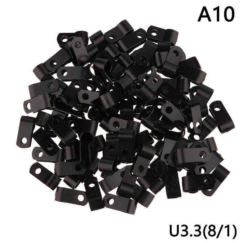 100Pcs/Pack U-Type R-Type Nylon Clamp Cable Clips Plastic Hose Fasteners Mount Fix Hardware Electrical Fitting Wire Management