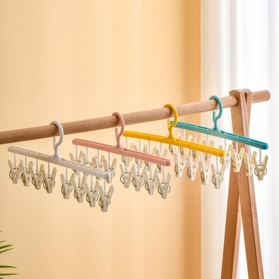 Clothes Drying Hanger 8 Clips 360 Degree Rotatable Windproof Plastic Laundry Hanger Underwear Socks Holder Household Supplies