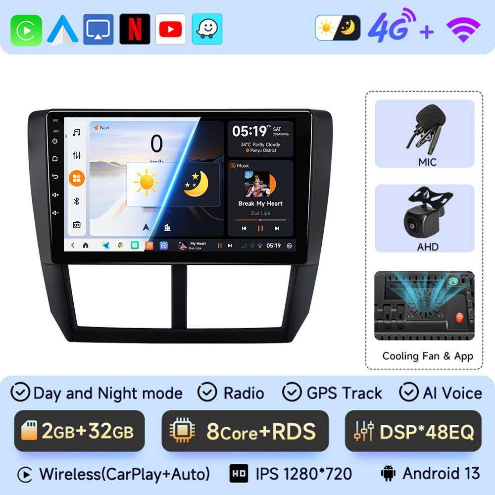 JIUYIN Android 13 Carplay Car Radio для Subaru Forester 3 SH 2007-2013 для Impreza GH GE 2 Din мультимедийный проигрыватель 2 din головное устройство