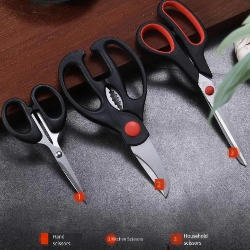 3 Pieces Kitchen Scissors Set Stainless Steel Multifunctional Sharp Household Office Craft Scissors5