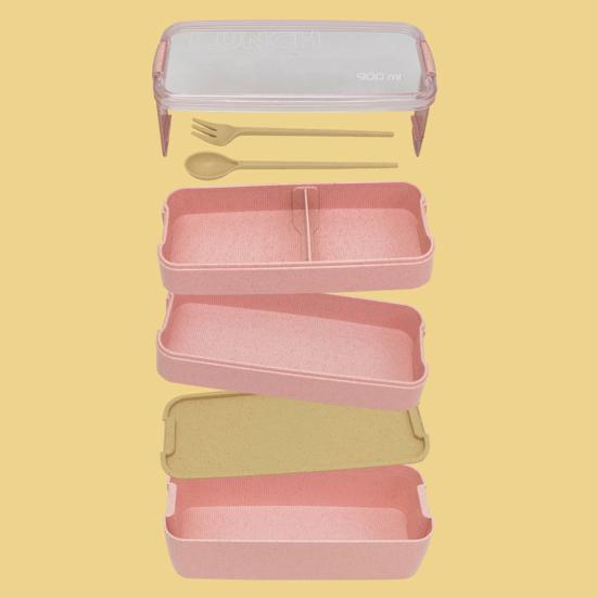 Коробка для завтрака, трехслойная, большая вместимость, смесь без запаха, большое уплотнение, разделительная тарелка для хранения продуктов